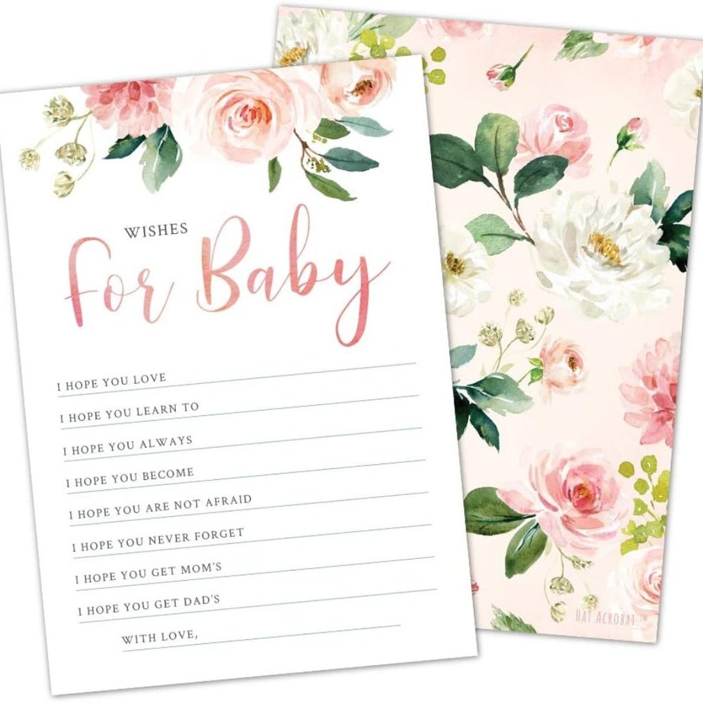 Floral Wishes for Baby Cards Blush Pink Well Wishes and Advice Cards 35